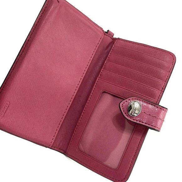 Auth COACH Signature - Beige Gray Beige Pink PVC Leather Bifold Wallet - Picture 3 of 6